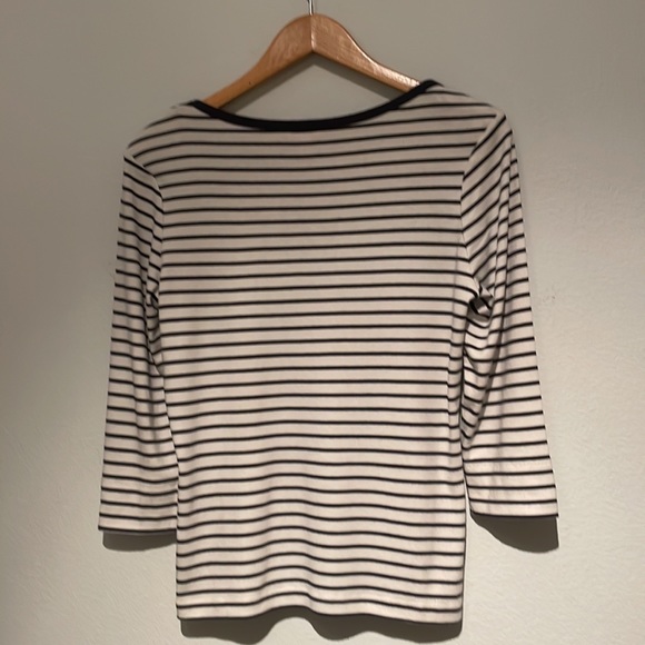 Lilly Pulitzer Top White & Navy Striped 3/4 Sleeves Size L - Picture 3 of 12